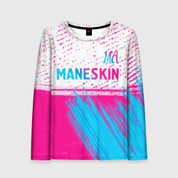 Лонгслив женский Maneskin neon gradient style: символ сверху, цвет: 3D-принт