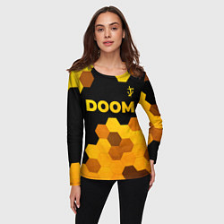 Лонгслив женский Doom - gold gradient: символ сверху, цвет: 3D-принт — фото 2