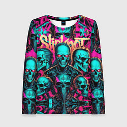 Лонгслив женский Slipknot на фоне рок черепов, цвет: 3D-принт