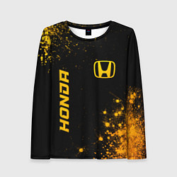 Лонгслив женский Honda - gold gradient: надпись, символ, цвет: 3D-принт
