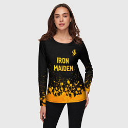 Лонгслив женский Iron Maiden - gold gradient: символ сверху, цвет: 3D-принт — фото 2