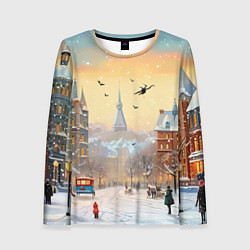Лонгслив женский Новогодний городок, цвет: 3D-принт