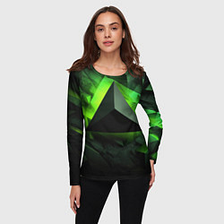 Лонгслив женский Зеленые треугольники, цвет: 3D-принт — фото 2