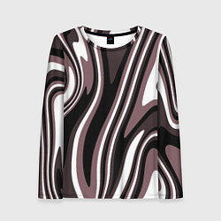 Лонгслив женский Абстракция пыльно-розовый и чёрный, цвет: 3D-принт