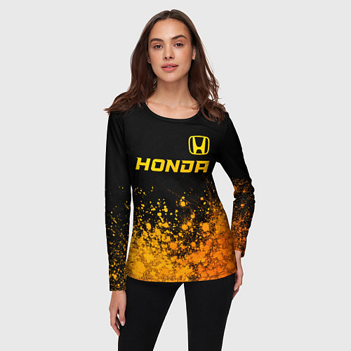 Женский лонгслив Honda - gold gradient посередине / 3D-принт – фото 3
