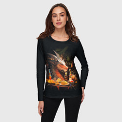 Лонгслив женский Дракон - 2024 год, цвет: 3D-принт — фото 2