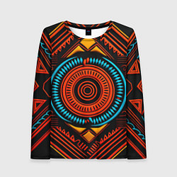 Лонгслив женский Орнамент в африканском стиле на тёмном фоне, цвет: 3D-принт