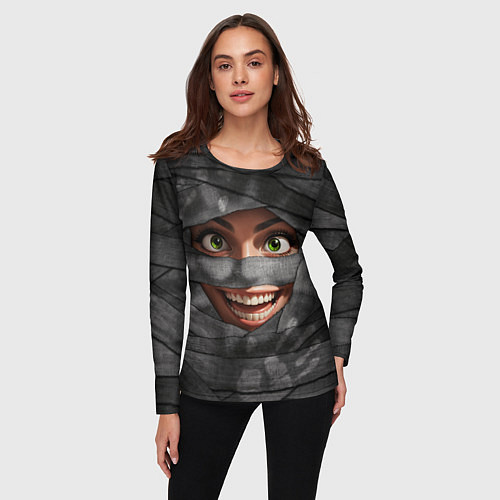 Женский лонгслив Бандаж мумии темный / 3D-принт – фото 3