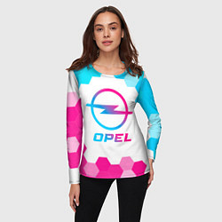 Лонгслив женский Opel neon gradient style, цвет: 3D-принт — фото 2