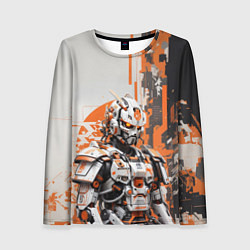 Лонгслив женский Киборг с оранжевыми вставками, цвет: 3D-принт