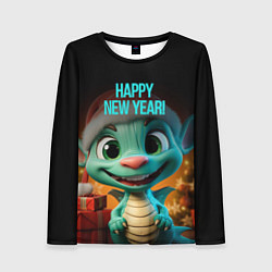 Лонгслив женский Happy new year green dragon, цвет: 3D-принт