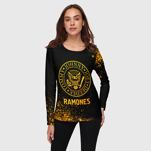 Женский лонгслив Ramones - gold gradient / 3D-принт – фото 3