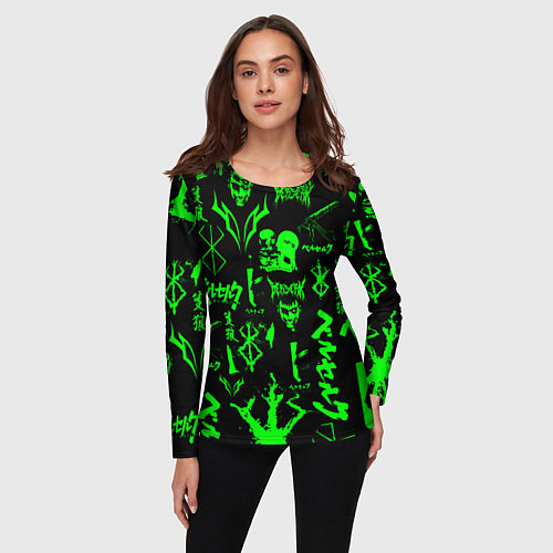 Женский лонгслив Berserk neon green / 3D-принт – фото 3