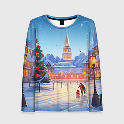 Лонгслив женский Новогодняя площадь, цвет: 3D-принт