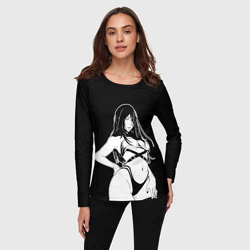Женский лонгслив Унохана на черном фоне / 3D-принт – фото 3