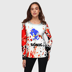 Лонгслив женский Sonic краски абстрактные, цвет: 3D-принт — фото 2