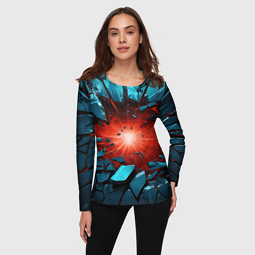 Женский лонгслив Взрыв бирюзовых камней / 3D-принт – фото 3