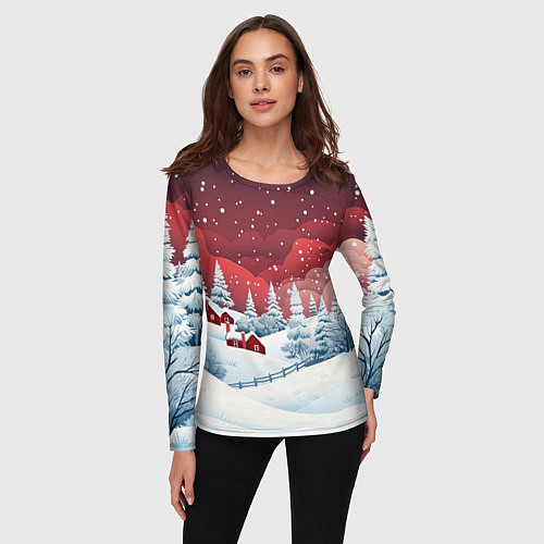 Женский лонгслив Искрящийся новогодний воздух / 3D-принт – фото 3