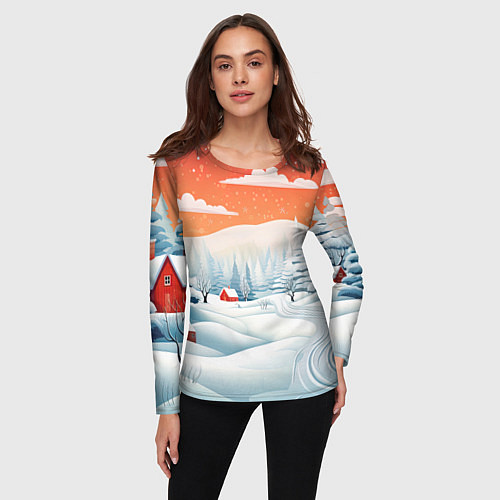 Женский лонгслив Зимнее очарование / 3D-принт – фото 3
