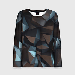 Лонгслив женский Черная геометрическая абстракция - объемные грани, цвет: 3D-принт