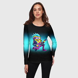 Лонгслив женский Sponge Bob - rock guitarist - ai art, цвет: 3D-принт — фото 2