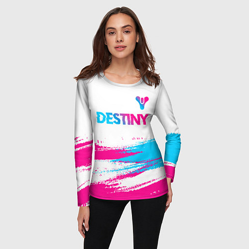 Женский лонгслив Destiny neon gradient style посередине / 3D-принт – фото 3