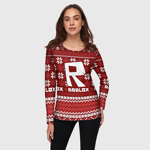 Женский лонгслив Roblox christmas sweater / 3D-принт – фото 3