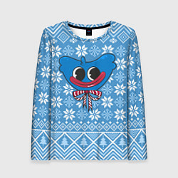 Лонгслив женский Huggy Wuggy christmas sweater, цвет: 3D-принт