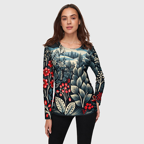 Женский лонгслив Хрустальные рисунки / 3D-принт – фото 3