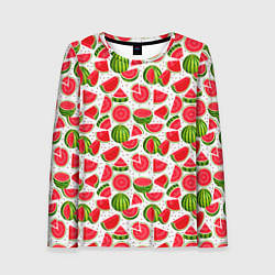 Лонгслив женский Нарезанный арбуз, цвет: 3D-принт