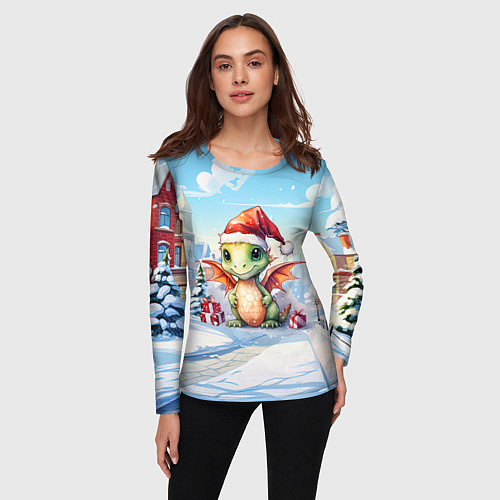 Женский лонгслив Дракон ледяной вихрь / 3D-принт – фото 3
