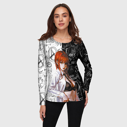Женский лонгслив Makima - Chainsaw man / 3D-принт – фото 3
