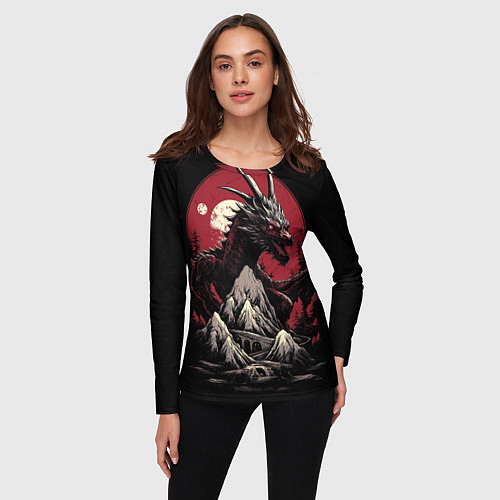 Женский лонгслив Дракон серебристого снега / 3D-принт – фото 3
