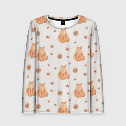 Женский лонгслив Паттерн - пухлый кот