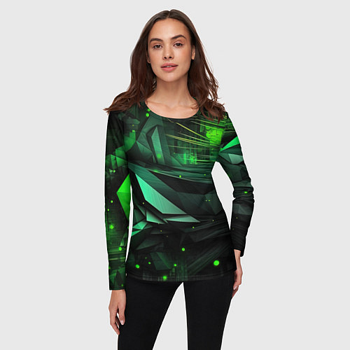 Женский лонгслив Мир абстрактной зелени / 3D-принт – фото 3