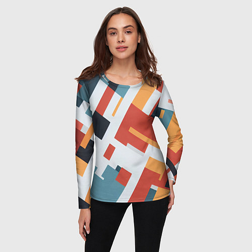 Женский лонгслив Геометрический узор - нейросеть / 3D-принт – фото 3