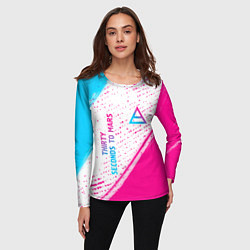 Лонгслив женский Thirty Seconds to Mars neon gradient style вертика, цвет: 3D-принт — фото 2