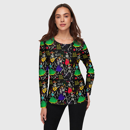 Женский лонгслив Dia de los muertos / 3D-принт – фото 3