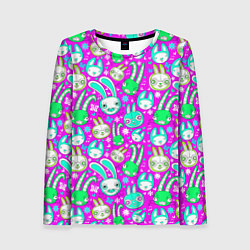 Лонгслив женский Мультяшные зайчики, цвет: 3D-принт