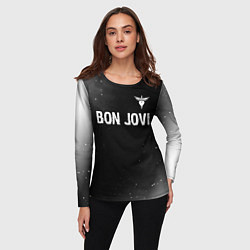 Лонгслив женский Bon Jovi glitch на темном фоне посередине, цвет: 3D-принт — фото 2