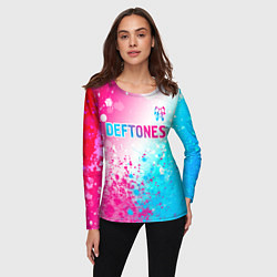 Лонгслив женский Deftones neon gradient style посередине, цвет: 3D-принт — фото 2