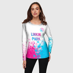 Лонгслив женский Linkin Park neon gradient style посередине, цвет: 3D-принт — фото 2