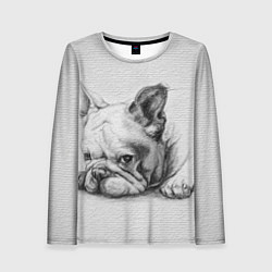 Лонгслив женский Французский бульдог чб рисунок на стене, цвет: 3D-принт
