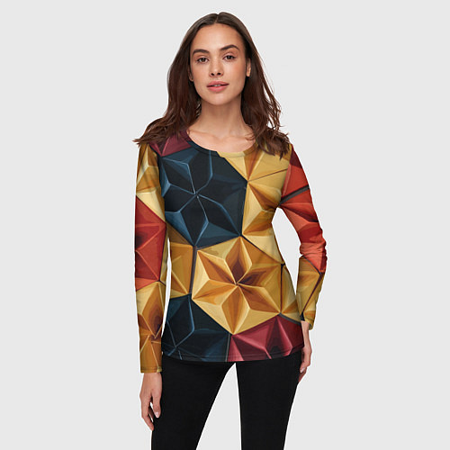 Женский лонгслив Ромбовое вдохновение / 3D-принт – фото 3