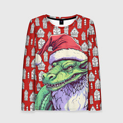 Лонгслив женский Большой зеленый новогодний дракон, цвет: 3D-принт