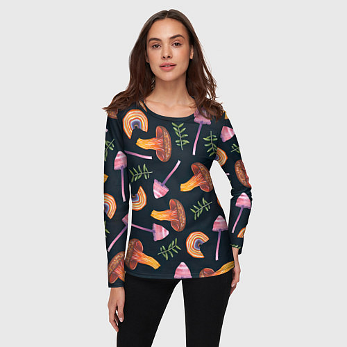 Женский лонгслив Goblincore - болотные грибы / 3D-принт – фото 3