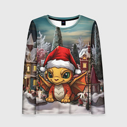 Лонгслив женский Дракоша 2024 новогодний символ года, цвет: 3D-принт