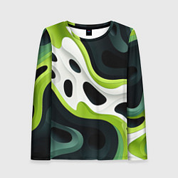 Лонгслив женский Белая вязкая текстура на зеленой, цвет: 3D-принт