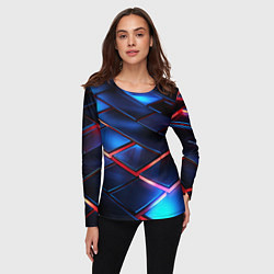 Лонгслив женский Синие абстрактные плиты, цвет: 3D-принт — фото 2