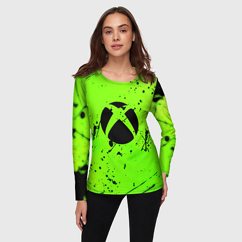 Женский лонгслив Xbox кислотный стиль / 3D-принт – фото 3